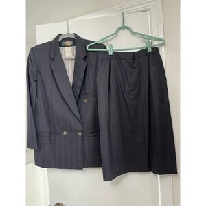 Vintage harve Benard Pinstripe Wool Skirt Suit Petite Blazer Set Size 8‎